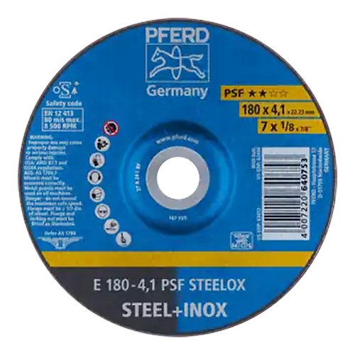 7" X 1/8" GRINDING WHEEL, 7/8" AH - PSF STEELOX - TYPE 27