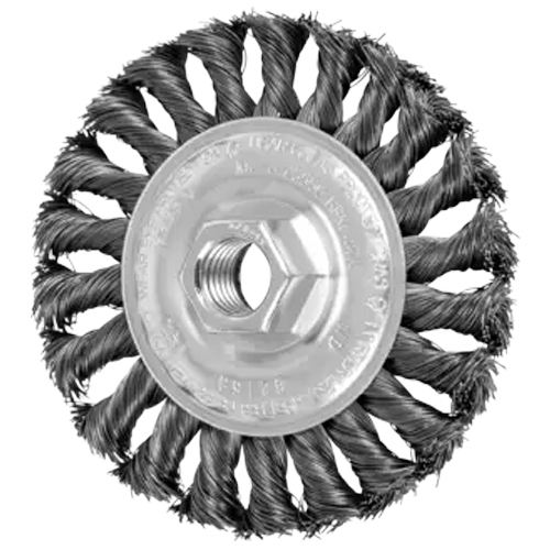 4" STANDARD TWIST WIRE WHEEL BRUSH - .014 CS WIRE, 5/8-11 THREAD