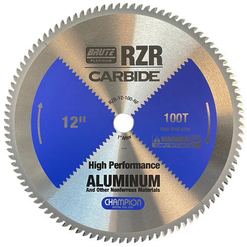 12" X 100 TEETH BRUTE CARBIDE CIRCULAR SAW  BLADE - ALUMINUM (1" ARBOR)