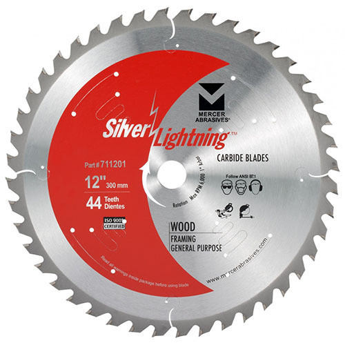 12" X 44 TEETH MERCER CARBIDE CIRCULAR SAW BLADE - WOOD