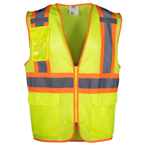 ANSI TYPE R CLASS 2 TWO-TONE MESH VEST HI-VIS YELLOW LARGE