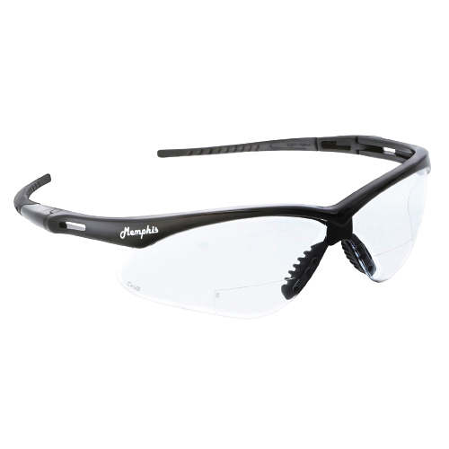 MEMPHIS +1.5 READER SAFETY GLASSES CLEAR (BLACK RIM)