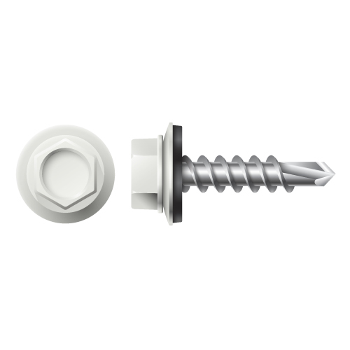 #12 X 1-1/2 HWH SELF-DRILL W/ NEO WASHER BONE WHITE