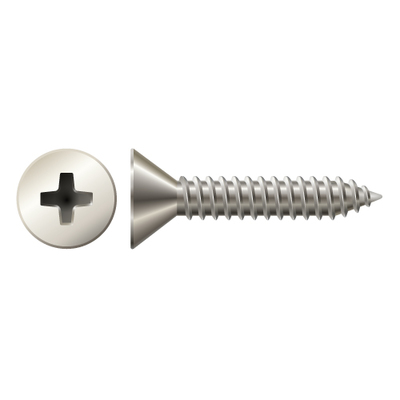 #4 X 3/8" FLAT PHIL TAPPING SCREW 18-8 STAINLESS