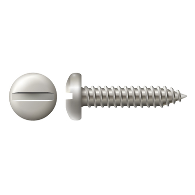 #10 X 2” PAN HEAD SLOTTED DRIVE TAPPING SCREW - 18-8 STAINLESS