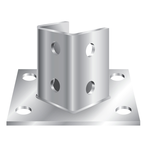 10 HOLE POST BASE SINGLE CHANNEL 6"WX6"LX3-1/2"T