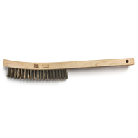 CURVED SCRATCH BRUSH - 4X19 ROWS, STAINLESS STEEL WIRE, WOODEN BLOCK HANDLE