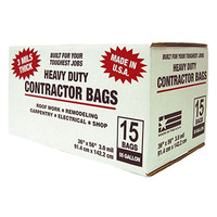 15 PC HEAVY DUTY CONTRACTOR TRASH BAG 55 GALLON BLACK