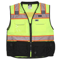 MCR HI-VIZ LIME SURVEYOR'S SAFETY VEST MESH 3 INCH ORANGE SILVER STRIPED TRIMMED WITH SILVER<p>3XL