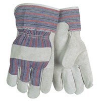 SPLIT LEATHER PALM WORK GLOVES ECONOMY GRADE WITH PATCH PALM 2.5 INCH STARCHED SAFETY CUFF